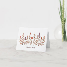 Elegante Boho Wilde Bloem Bruiloft Dank Je Wel Bedankkaart