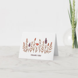 Elegante Boho Wilde Bloem Bruiloft Dank Je Wel Bedankkaart
