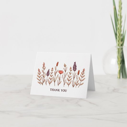 Elegante Boho Wilde Bloem Bruiloft Dank Je Wel Bedankkaart (Voorkant)