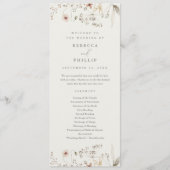 Elegante Boho Wilde Bloem Bruiloft Programmakaart (Voorkant)