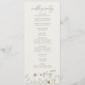 Elegante Boho Wilde Bloem Bruiloft Programmakaart (Achterkant)