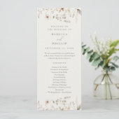 Elegante Boho Wilde Bloem Bruiloft Programmakaart (Staand voorkant)