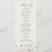 Elegante Boho Wilde Bloem Bruiloft Programmakaart (Achterkant)