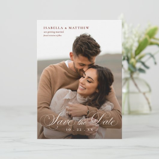 Elegante Boho Wilde Bloem Bruiloft Save The Date (Staand voorkant)