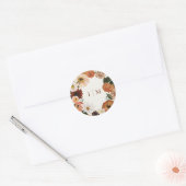 Elegante Boho Wilde Bloem Bruiloftsmonogram Ronde Sticker (Envelop)