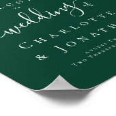 Elegante Boho Wilde Bloem Groene Trouw Welkom Poster (Hoek)