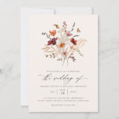 Elegante Boho Wilde Bloem Herfst Trouwfoto Kaart (Voorkant)