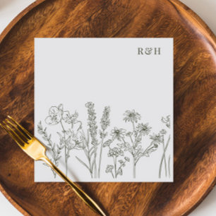 Elegante Boho Wilde Bloem Olijfgroene Trouw Servet