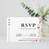 Elegante Boho Wilde Bloem Vlinders Bruiloft RSVP Kaartje (Staand voorkant)