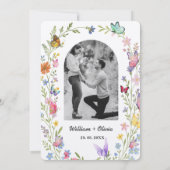 Elegante Boho Wilde Bloem Vlinders Bruiloft Save The Date (Achterkant)