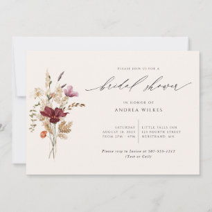 Elegante Boho Wilde Bloemen Bruids Bruiloft Kaart