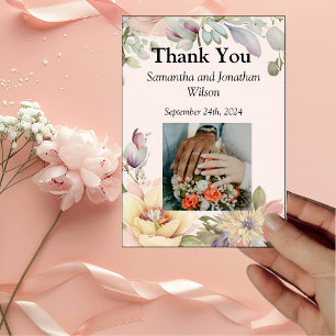 Elegante BOHO Wilde Bloemen Bruiloft Bedankkaart