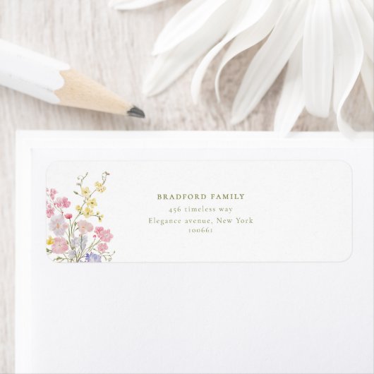 Elegante Boho Wilde Bloemen Bruiloft  Etiket (Insitu)