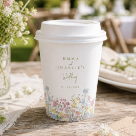 Elegante Boho Wilde Bloemen Bruiloft Papieren Bekers
