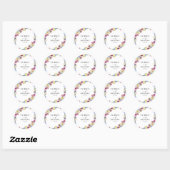 Elegante Boho Wilde Bloemen Bruiloft Ronde Sticker (Vel)