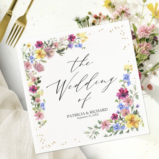Elegante Boho Wilde Bloemen Bruiloft Servet