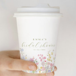 Elegante Boho Wilde Bloemen Bruiloftsborrel Papieren Bekers