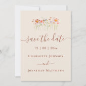 Elegante Boho Wilde Bloemenweide Foto Bruiloft Save The Date (Voorkant)