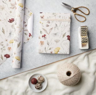 Elegante Boho Wilde BloemGroen Bladeren  Cadeaupapier