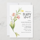 Elegante Boho Wildebloem Baby Shower Uitnodiging (Voorkant)