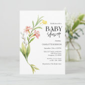 Elegante Boho Wildebloem Baby Shower Uitnodiging (Staand voorkant)