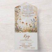Elegante Boho Wildebloem Bruiloft All In One Uitnodiging (Binnen)