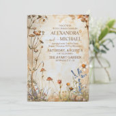 Elegante Boho Wildebloem Bruiloft Kaart (Staand voorkant)