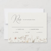 Elegante Boho Wildebloem Bruiloft RSVP Kaartje (Voorkant)
