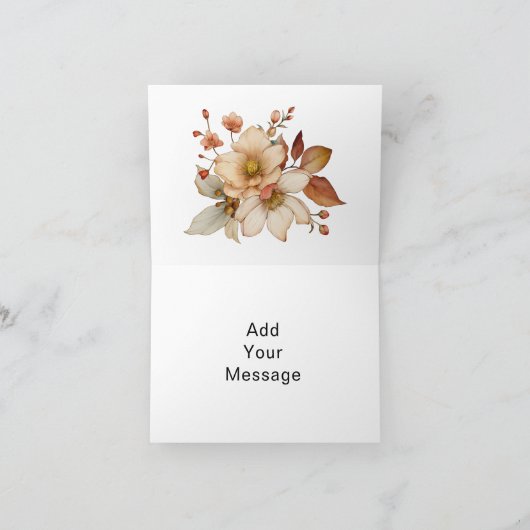 Elegante Boho Wildebloem Waterverf Bloem Kaart (Binnen)