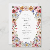 Elegante Boho Wildebloemen Bruiloft Kaart (Voorkant)