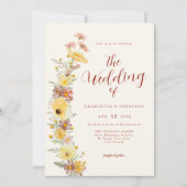 Elegante Boho Wildebloemen Bruiloft Kaart (Voorkant)