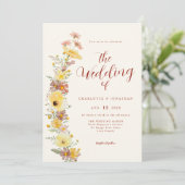 Elegante Boho Wildebloemen Bruiloft Kaart (Staand voorkant)
