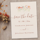 Elegante Boho Wildebloemenweide Bruiloft Save The Date