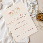 Elegante Boho Wildebloemenweide Bruiloft Save The Date