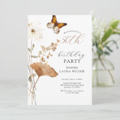 Elegante Boho Wildflower 50ste verjaardagsfeestje Kaart (Staand voorkant)