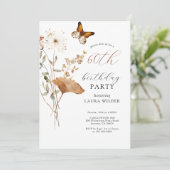 Elegante Boho Wildflower 60e verjaardagsfeestje Kaart (Staand voorkant)