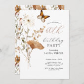 Elegante Boho Wildflower 60e verjaardagsfeestje Kaart (Voorkant / Achterkant)