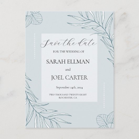 Elegante Boho Wildflower bewaar de datum Briefkaart (Voorkant)