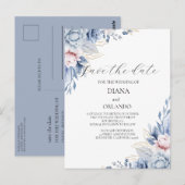 Elegante Boho Wildflower bewaar de datum Briefkaart (Voorkant / Achterkant)