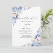 Elegante Boho Wildflower bewaar de datum Kaart (Staand voorkant)