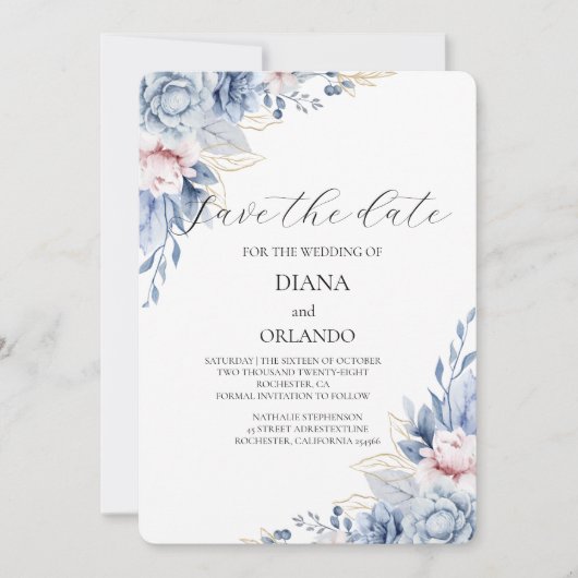 Elegante Boho Wildflower bewaar de datum Kaart (Voorkant)