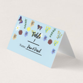Elegante Boho Wildflower Blauwe Plaatskaarten Kaart
