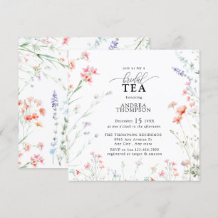 Elegante Boho Wildflower Bloemen Bruids Thee Kaart