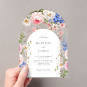 Elegante Boho Wildflower Bloemen Bruiloft Acryl Uitnodigingen (Insitu (Draagbaar))