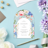 Elegante Boho Wildflower Bloemen Bruiloft Acryl Uitnodigingen (Insitu (Huwelijk))