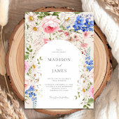 Elegante Boho Wildflower Bloemen Bruiloft Kaart