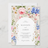 Elegante Boho Wildflower Bloemen Bruiloft Kaart (Voorkant)