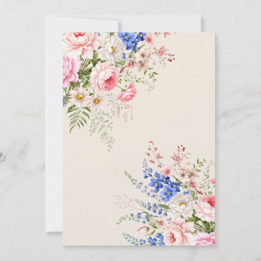 Elegante Boho Wildflower Bloemen Bruiloft Kaart (Achterkant)