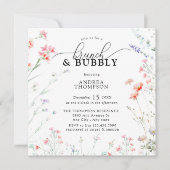 Elegante Boho Wildflower Bloemen Brunch Bubbly Kaart (Voorkant)