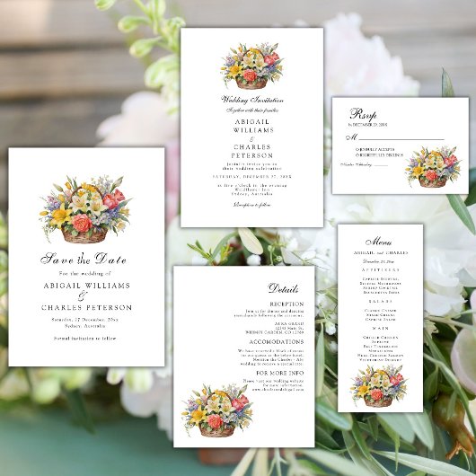 Elegante boho Wildflower bloemenmand Kaart